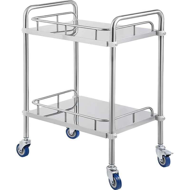 Medical Cart, 2 Layer Medical Utility Cart with 360° Rotate, 24''Lx16''Wx34''H, Lab Rolling Cart