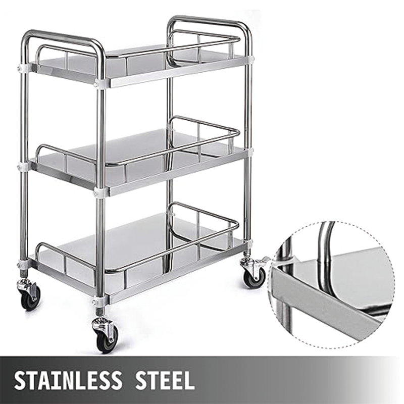 Lab Rolling Cart 3 Shelves Shelf Stainless Steel Rolling Cart Catering Dental Utility Cart Commercial Wheel Dolly Restaurant Dinging Utility Services