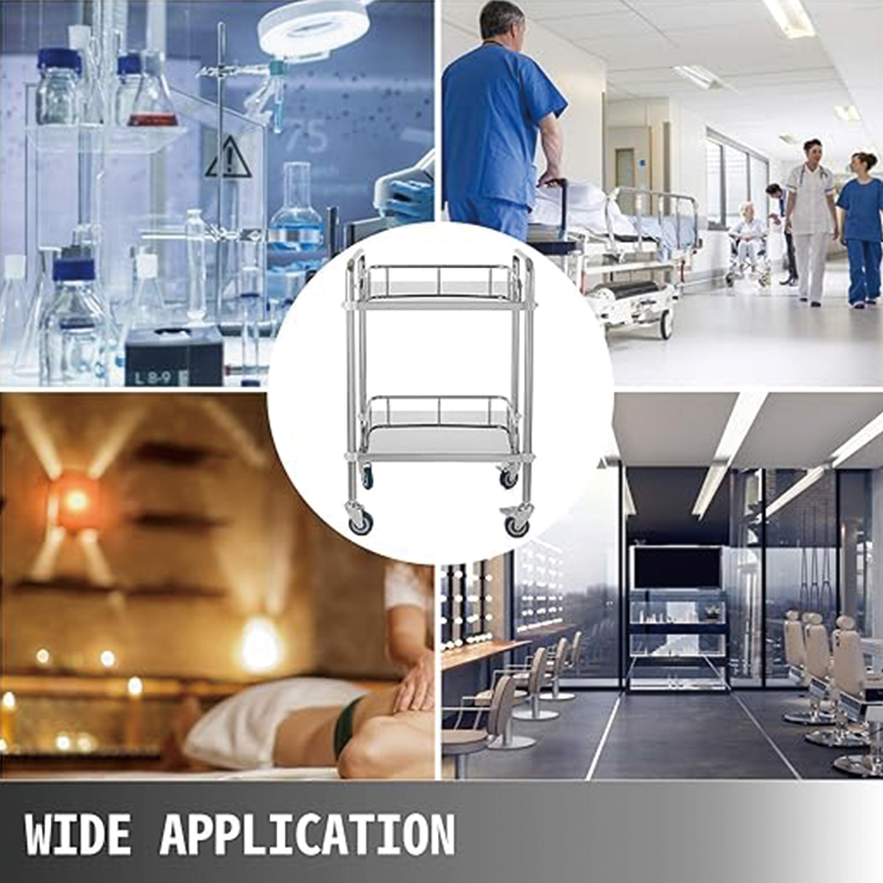 Lab Rolling Cart 3 Shelves Shelf Stainless Steel Rolling Cart Catering Dental Utility Cart Commercial Wheel Dolly Restaurant Dinging Utility Services