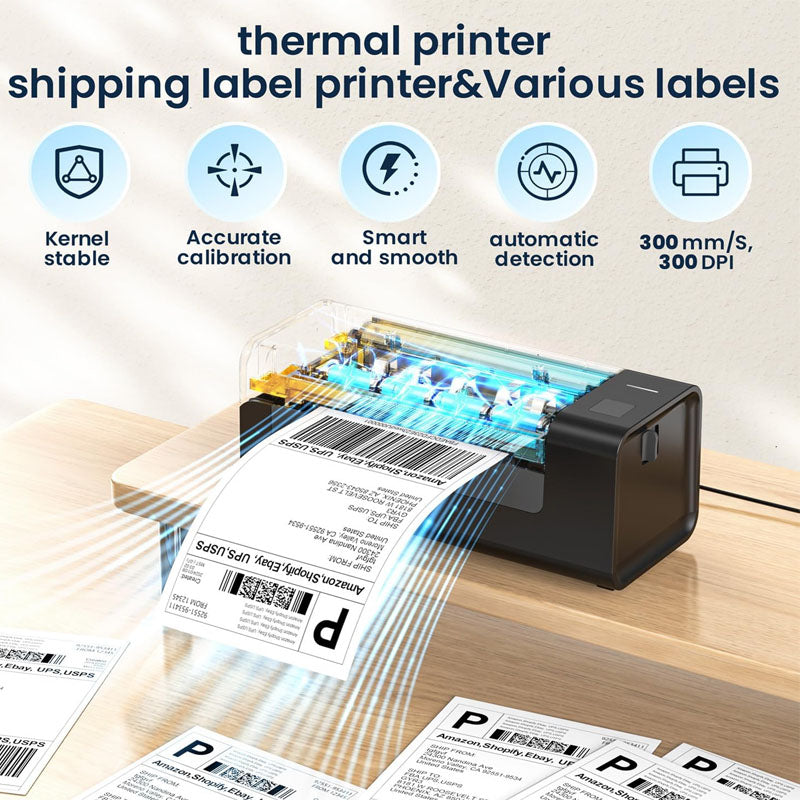Label Printer for small business 4x6 Bluetooth thermal printer 300mm/s desktop printer labels maker