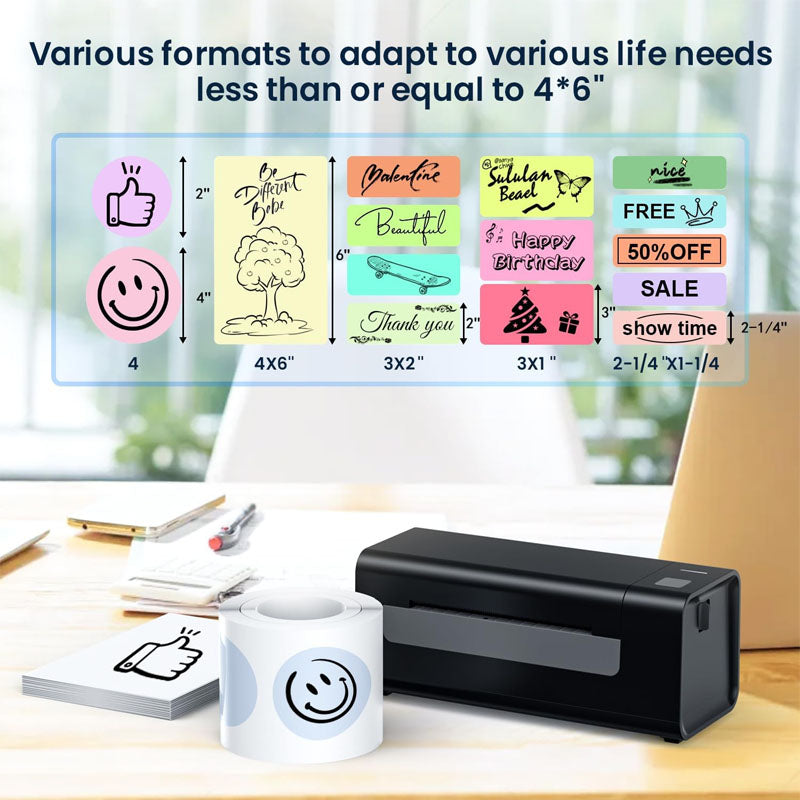 Label Printer for small business 4x6 Bluetooth thermal printer 300mm/s desktop printer labels maker