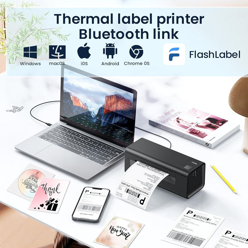 Label Printer for small business 4x6 Bluetooth thermal printer 300mm/s desktop printer labels maker