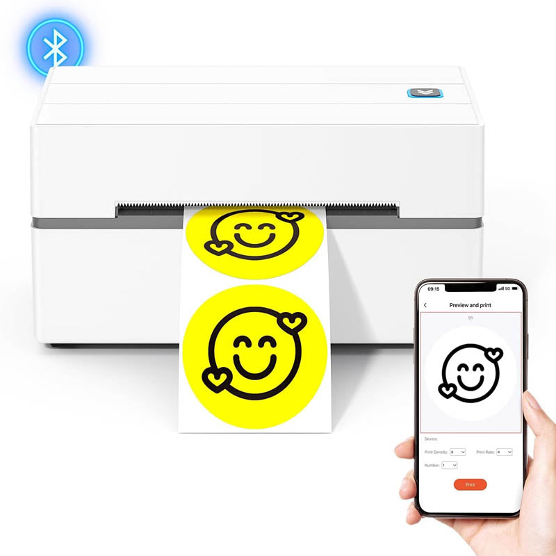 Bluetooth Thermal Label Printer 130B Wireless 4x6 Shipping Label Printer with Automatic Label Recognition