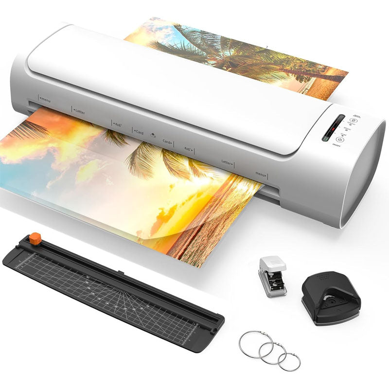 13-inch 9 in 1 Hot & Cold Pouch Laminating Machine with 52 Laminating Sheets Paper Trimmer Corner Rounder for Office School home