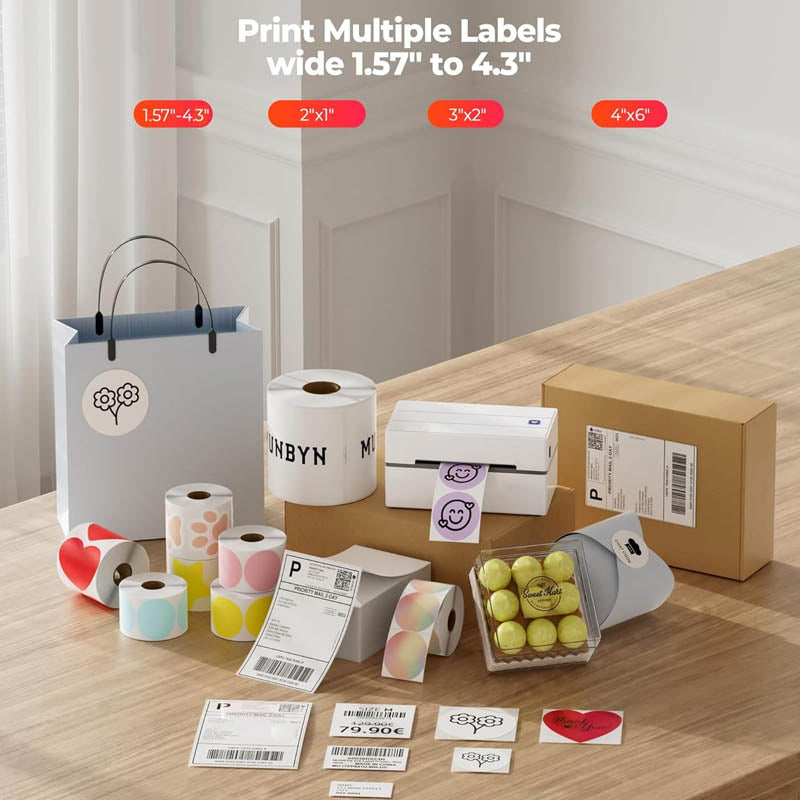 Bluetooth Thermal Label Printer 130B Wireless 4x6 Shipping Label Printer with Automatic Label Recognition