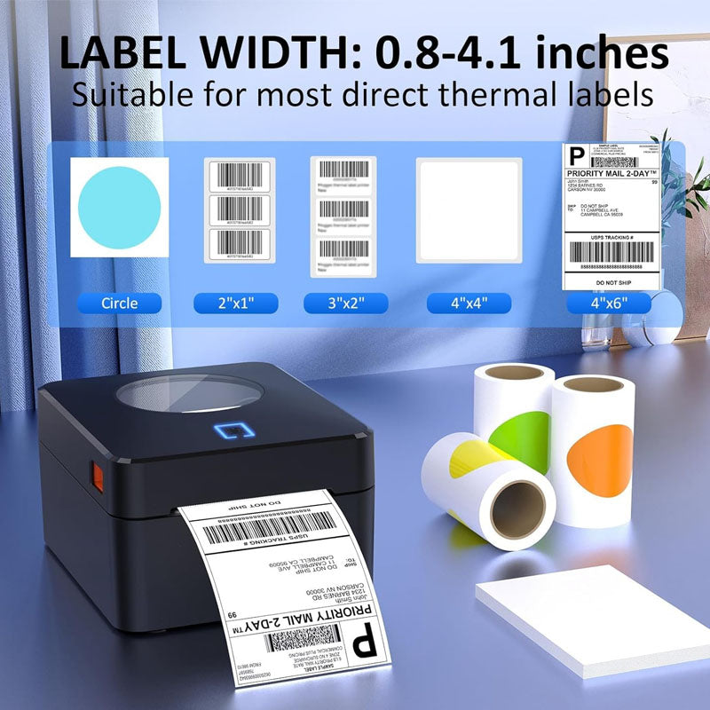 Label Printer 4x6 Bluetooth Thermal Label Printer with Automatic Label Recognition for Shipping Packages