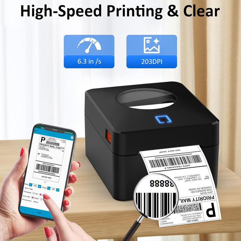 Label Printer 4x6 Bluetooth Thermal Label Printer with Automatic Label Recognition for Shipping Packages