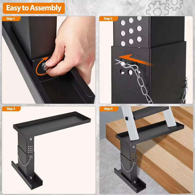 Ladder Extender 23.7x7.5-Inch Ladder Stabilizer Extension Ladder 13.4-19-Inch Adjustable Height Range High Strength Ladder Leveler