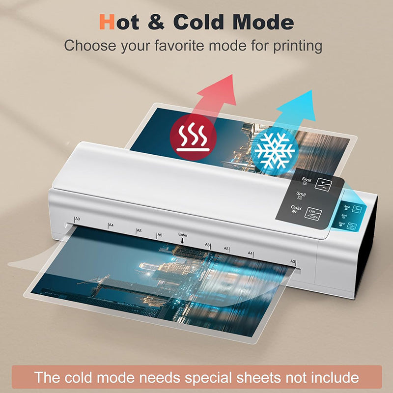 13 Inch Lamination Machine Personal Desktop Cold & Hot A3 Laminating Machine 60s Warm-Up Jam-Free Laminator Machine with 12 Pouches for Office, School