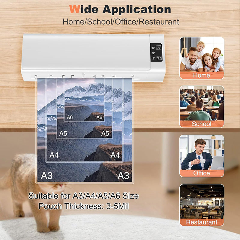 13 Inch Lamination Machine Personal Desktop Cold & Hot A3 Laminating Machine 60s Warm-Up Jam-Free Laminator Machine with 12 Pouches for Office, School