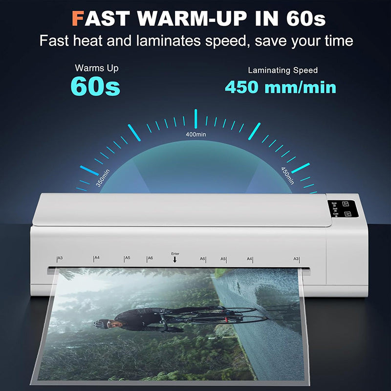 13 Inch Lamination Machine Personal Desktop Cold & Hot A3 Laminating Machine 60s Warm-Up Jam-Free Laminator Machine with 12 Pouches for Office, School