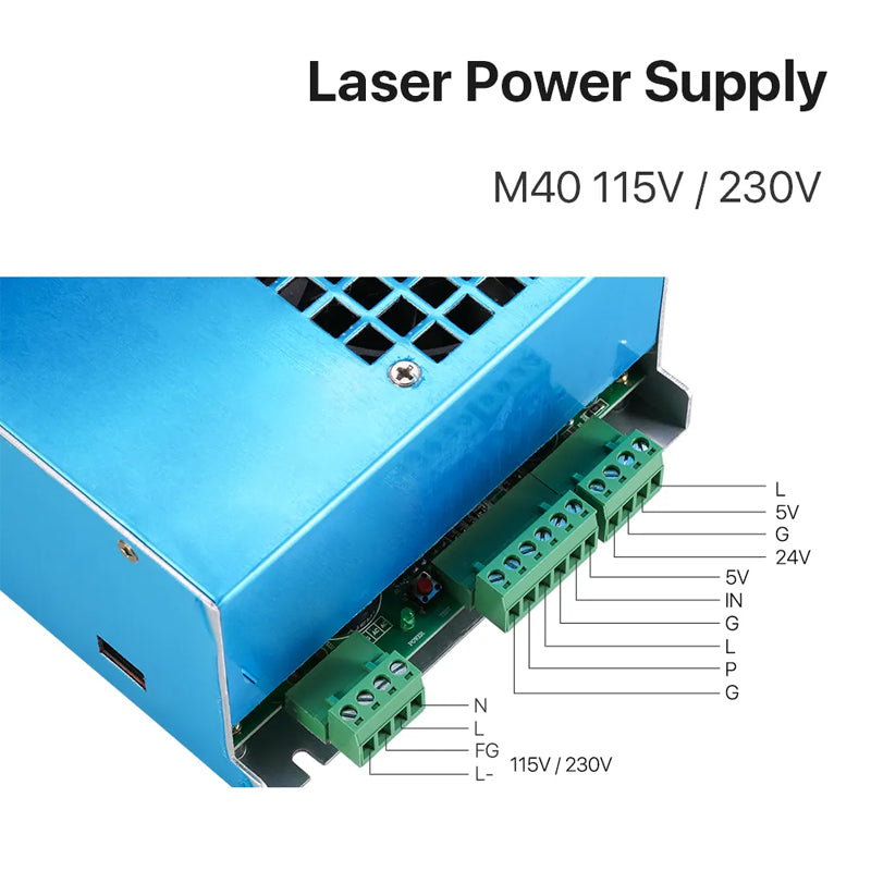 CO2 40W Laser Power Supply 110V/220V For CO2 Laser Parts Cutting Machine Equipment