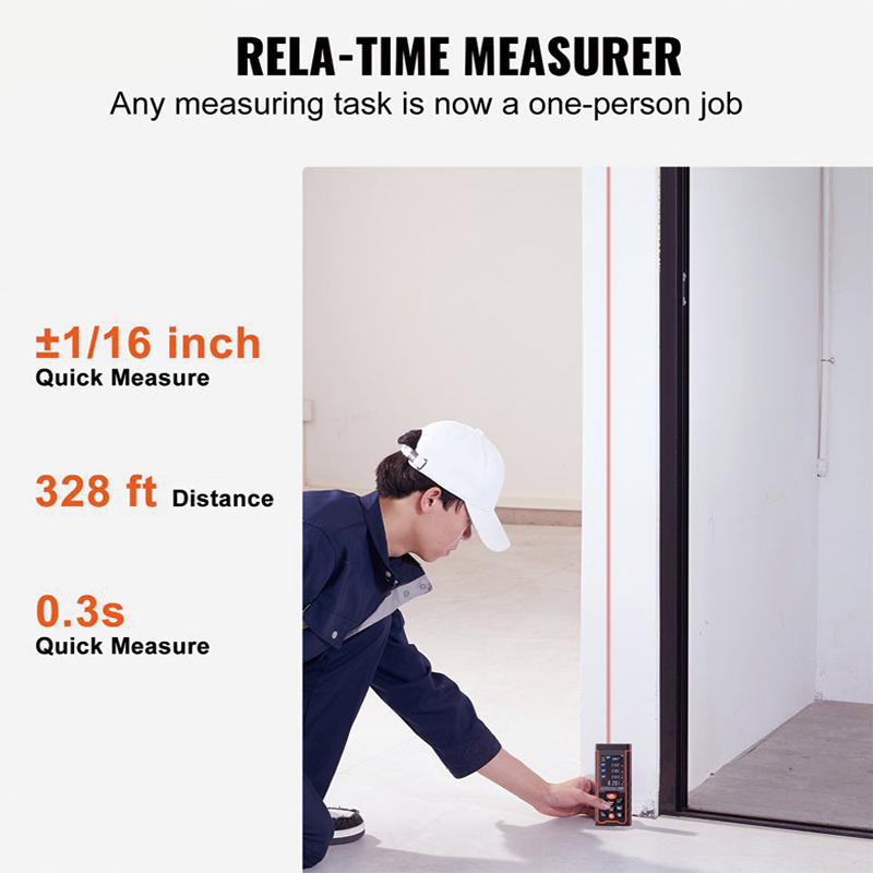 Laser Measure 328 Ft Digital Laser Distance Meter Measurement,ft/m/in/ft+in, 2.4'' Colorlit LCD Screen Laser Meter, Pythagorean Mode, Measure Distance, Area and Volume