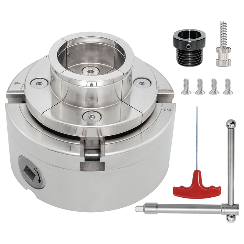 Wood Lathe Chuck Set 4 Inch,Nickel Plated Self-Centering 4 Jaw Wood Turning Chuck, 3/4"x16TPI Adapter