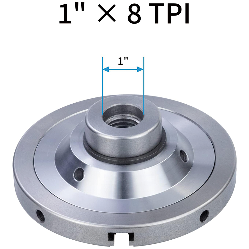 6 Inch Wood Lathe Chuck Set, 1" x 8 tpi Lathe Chuck Quality Cast Iron Material, 4 Jaw Wood Turning Chuck,for Lathe Machine
