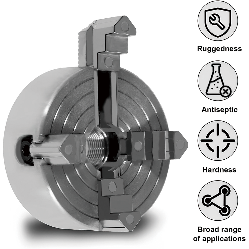 4-Jaw Metal Lathe Chuck Kit,Wood Turning Chuck,Zinc Alloy Self-Centering Wood Lathe Chuck with Wrench for Woodworking