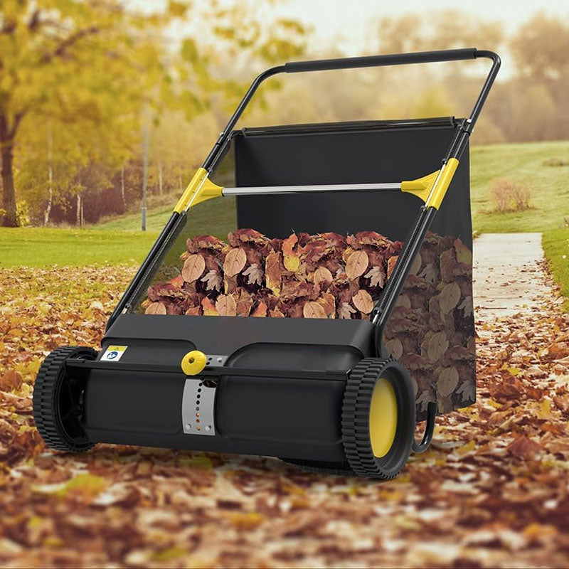 Lawn Sweeper 26-Inch Walk-behaind Push Lawn Sweeper Strong Rubber Wheels & Heavy Duty Thickened Steel