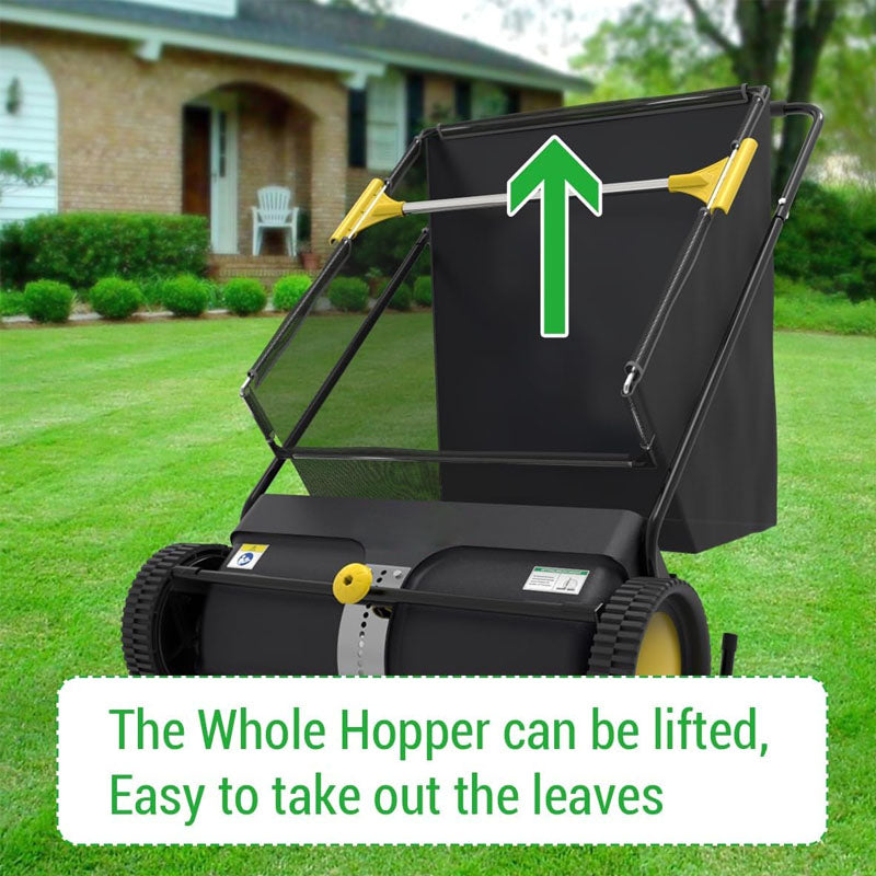 Lawn Sweeper 26-Inch Walk-behaind Push Lawn Sweeper Strong Rubber Wheels & Heavy Duty Thickened Steel