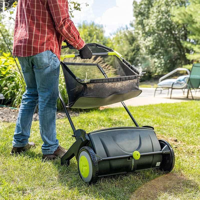 Lawn Sweeper 21-Inch Width Leaf & Grass Push Lawn Sweeper Strong Rubber Wheels & Heavy Duty Thickened Steel