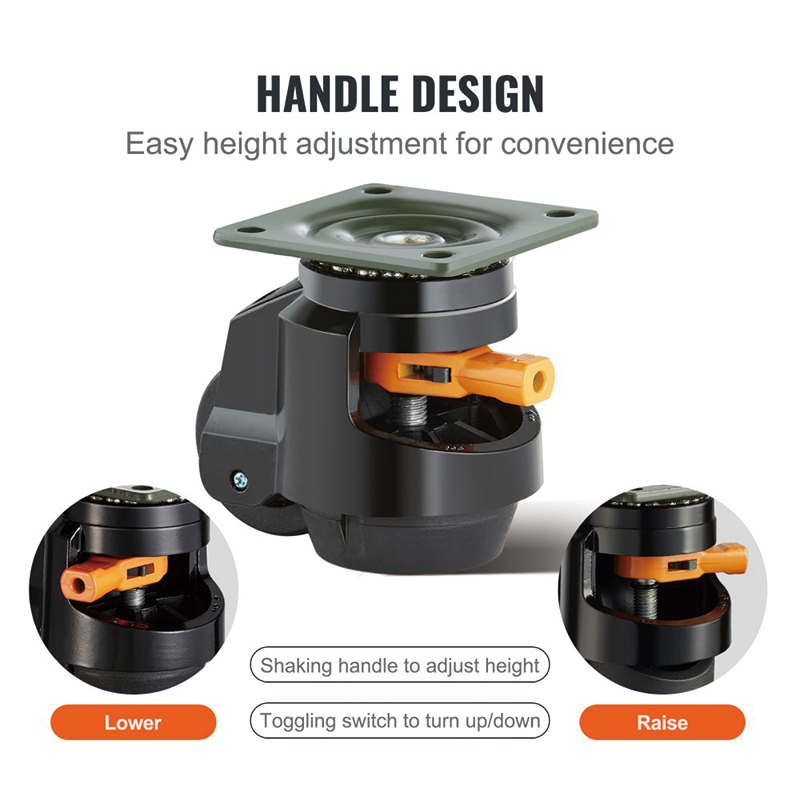 4 Pack Leveling Casters Heavy Duty for Workbench 2200 LBS Capacity,2.5 inches, Heavy Duty with Upgraded Handle Design, 360 Degree Swivel Caster Wheels, Adjustable Casters with Feet for Workbench, Machine