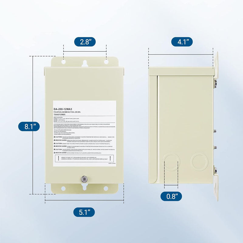 200W Lighting Safety Transformer Pool Light Transformer 120V to 12V/13V/14V AC Weatherproof
