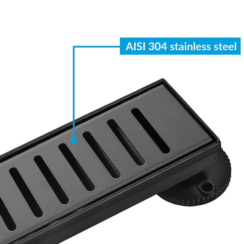 Linear Shower Drain 24 Inch Bathroom Kitchen Floor Drain Removable Shower Drain 304 Stainless Steel Drain with Hair Strainer Adjustable Leveling Feet