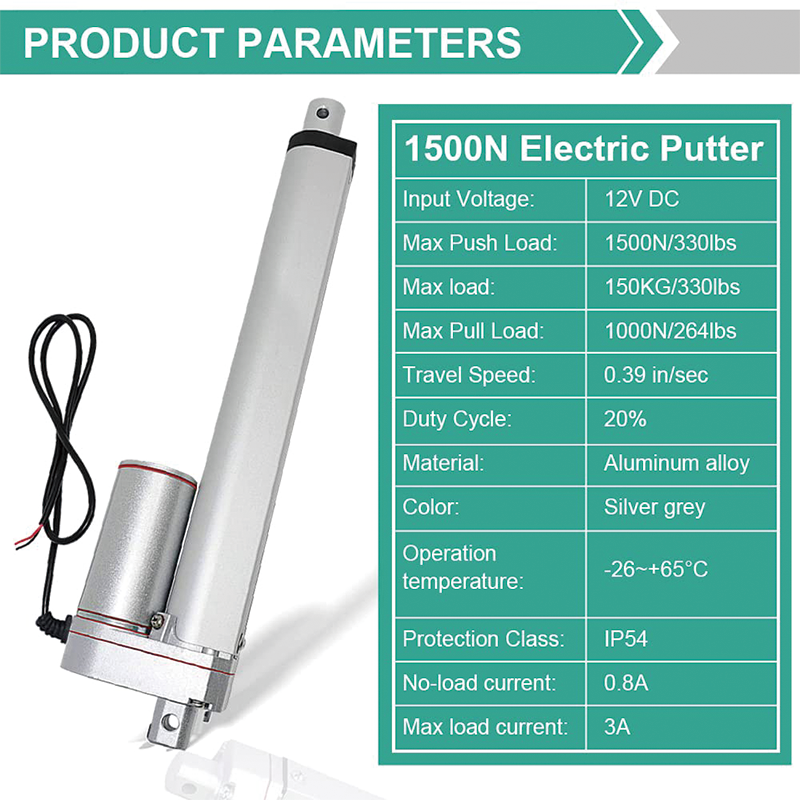 Linear Actuator,Heavy Duty 330lbs Solar Tracker Linear Actuator Multi-Function,with Mounting Bracket and IP54 Protection(12V, 12")