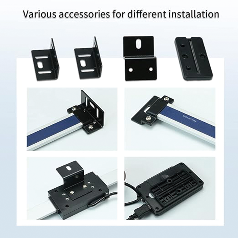 Digital Readout,0-150mm/0-6inch Accurate Digital LCD Digital Readout Lathe Linear Scale for Milling Machines,with L-Shaped Brackets Z-Shaped Brackets Thickened Plates Screws Button Cells
