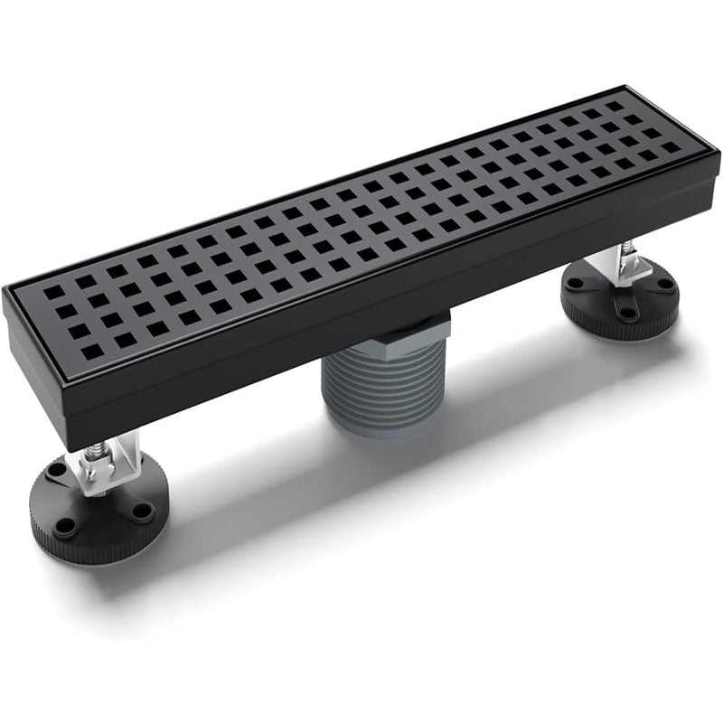 12 Inch Linear Shower Drain with Removable Grate Matte Black Shower Drain with Accessories CUPC Certified Stainless Steel