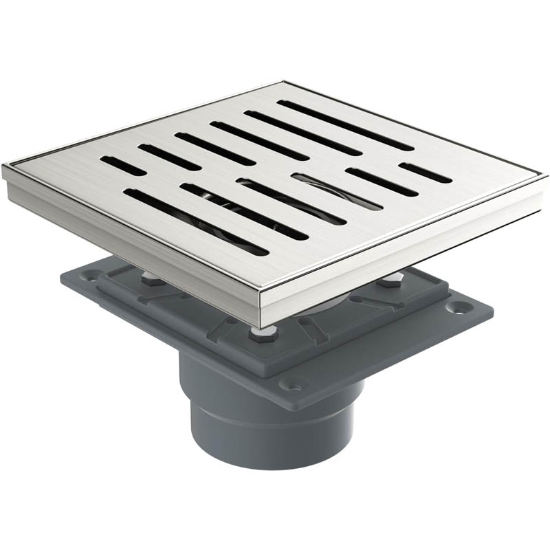 6 Inch Linear Shower Drain 304 Stainless Steel Rectangle Shower Floor Drain cover Included Hair Catcher and Leveling Feet