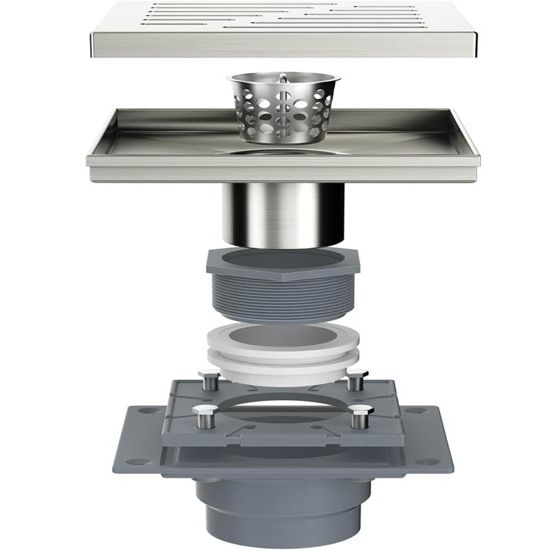6 Inch Linear Shower Drain 304 Stainless Steel Rectangle Shower Floor Drain cover Included Hair Catcher and Leveling Feet