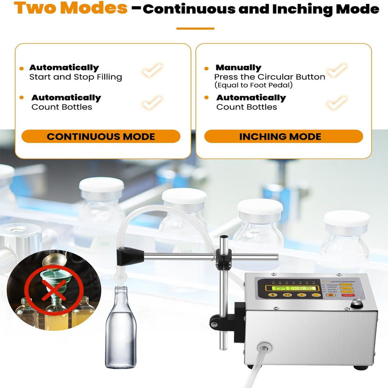Liquid Filling Machine 2-118 Oz Bottle Filling Capacity with Anti-Dripping Nozzle Diaphragm Pump Digital Control