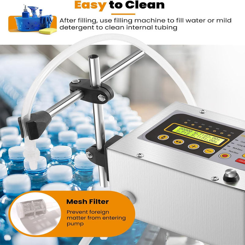 Liquid Filling Machine 2-118 Oz Bottle Filling Capacity with Anti-Dripping Nozzle Diaphragm Pump Digital Control