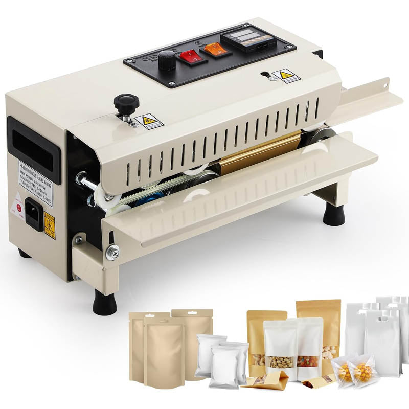 Sealing Machine Automatic Continuous Band Sealer Temp&Speed Adjustable, Horizontal Bag Sealing Machine