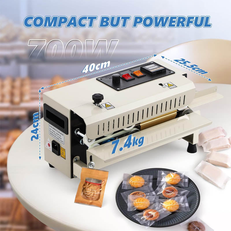 Sealing Machine Automatic Continuous Band Sealer Temp&Speed Adjustable, Horizontal Bag Sealing Machine