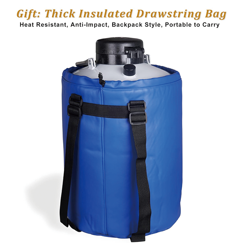 10L Liquid Nitrogen Tank, Liquid Nitrogen Container Aluminum Alloy Liquid Liquid Nitrogen Tank with 6PCS Pails and Lock Cover