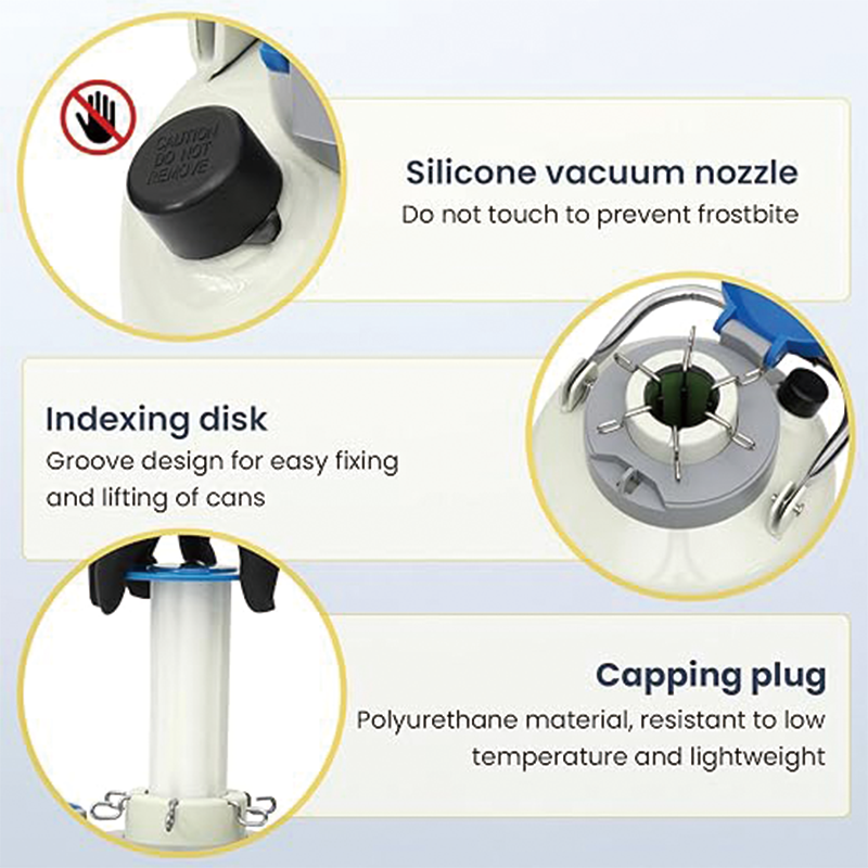 3L Liquid Nitrogen Container Aluminum Alloy Liquid Nitrogen Tank Static Cryogenic Container Liquid Nitrogen Container with 6 Canisters and Carry Bag