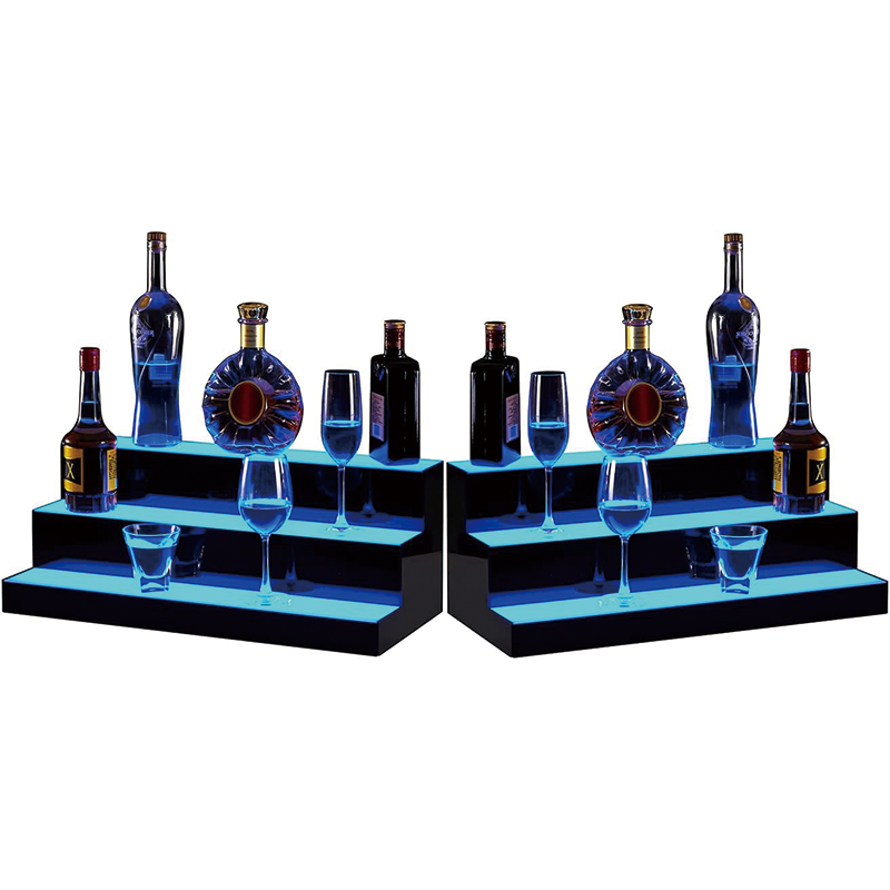 48 Inch LED Lighted Liquor Bottle Display Shelf, 2 Tiers Acrylic Lighted Bar Display Shelf with Remote & App Control