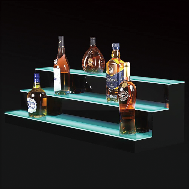 LED Liquor Bottle Display shelf, 40 Inch 3 Tier Waterproof Home Bar Shelf with 60W Power, RF Remote Control for Home Bar