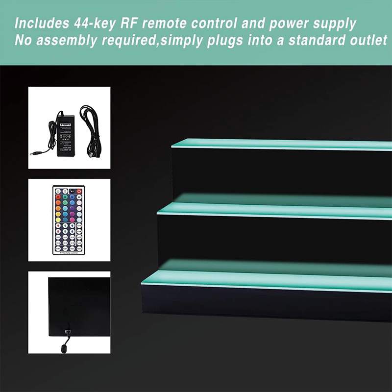 LED Liquor Bottle Display shelf, 40 Inch 3 Tier Waterproof Home Bar Shelf with 60W Power, RF Remote Control for Home Bar