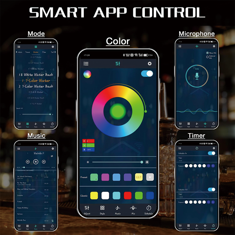 3 Tiers LED Lighted Liquor Bottle Display Shelf, 40 Inch Bar Bottle Display Shelf with RF Remote and App Control, Home Bar Shelf for Home Bar Party