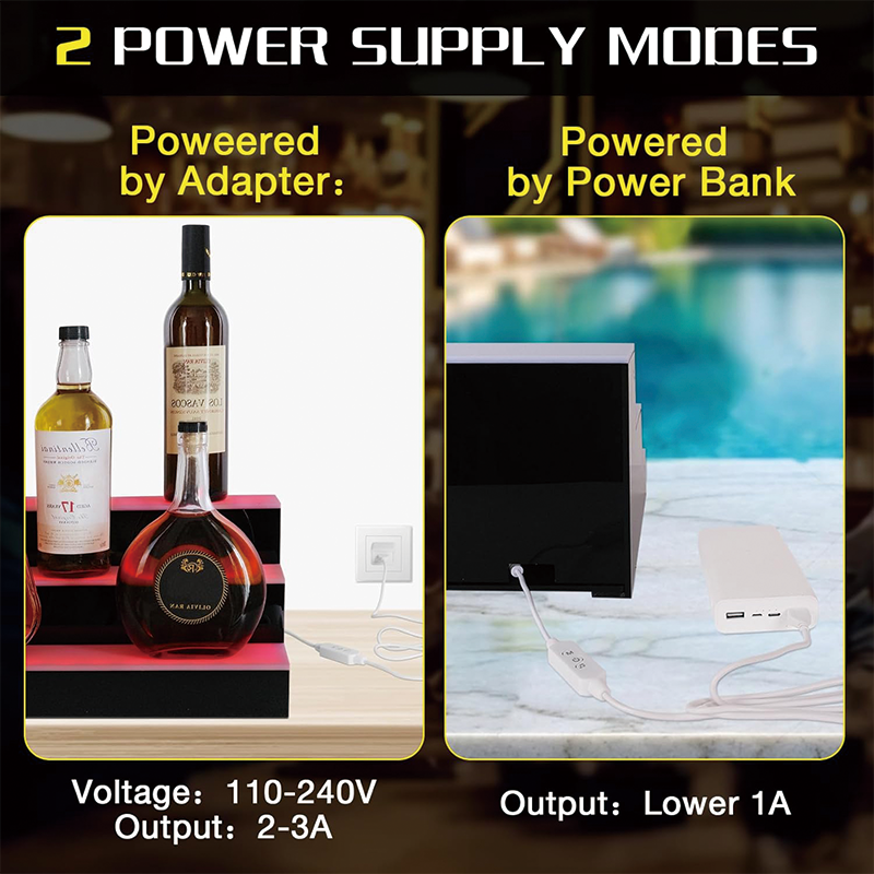 3 Tiers LED Lighted Liquor Bottle Display Shelf, 40 Inch Bar Bottle Display Shelf with RF Remote and App Control, Home Bar Shelf for Home Bar Party