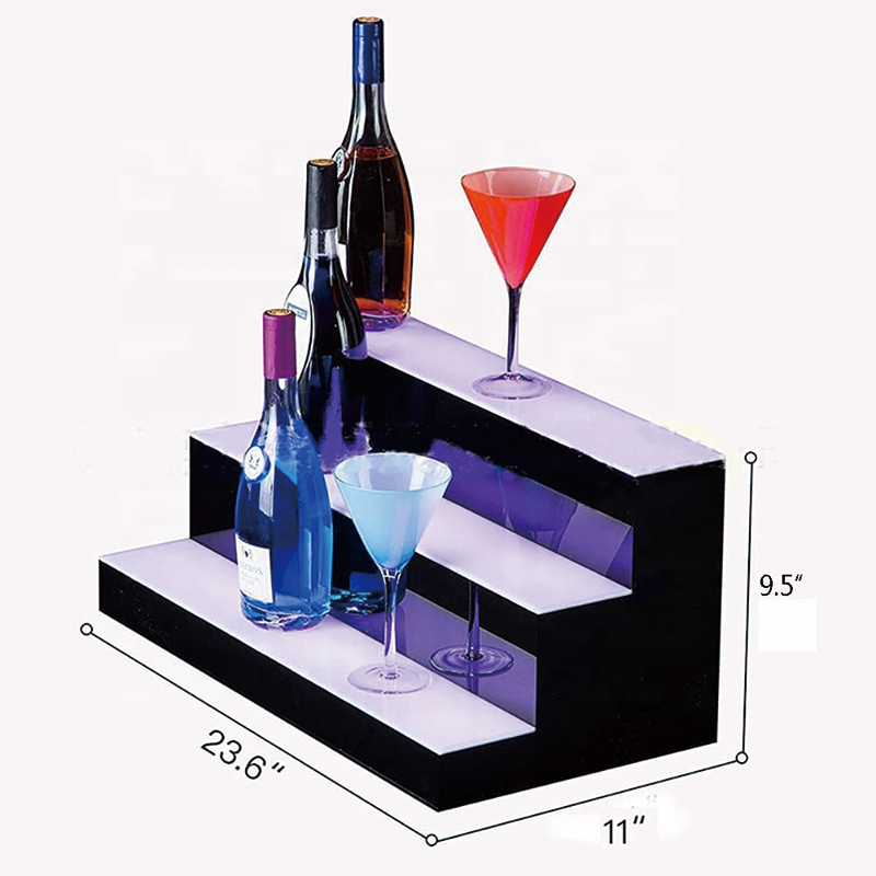 48 Inch LED Lighted Liquor Bottle Display Shelf, 2 Tiers Acrylic Lighted Bar Display Shelf with Remote & App Control