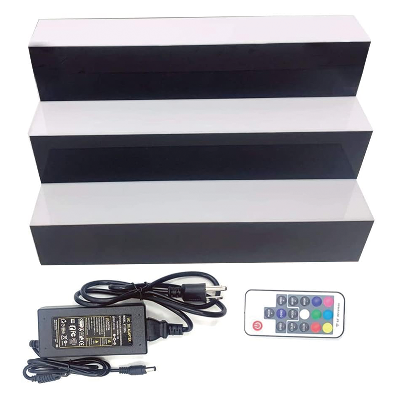 48 Inch LED Lighted Liquor Bottle Display Shelf, 2 Tiers Acrylic Lighted Bar Display Shelf with Remote & App Control