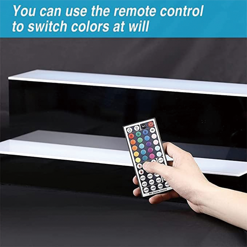 48 Inch LED Lighted Liquor Bottle Display Shelf, 2 Tiers Acrylic Lighted Bar Display Shelf with Remote & App Control