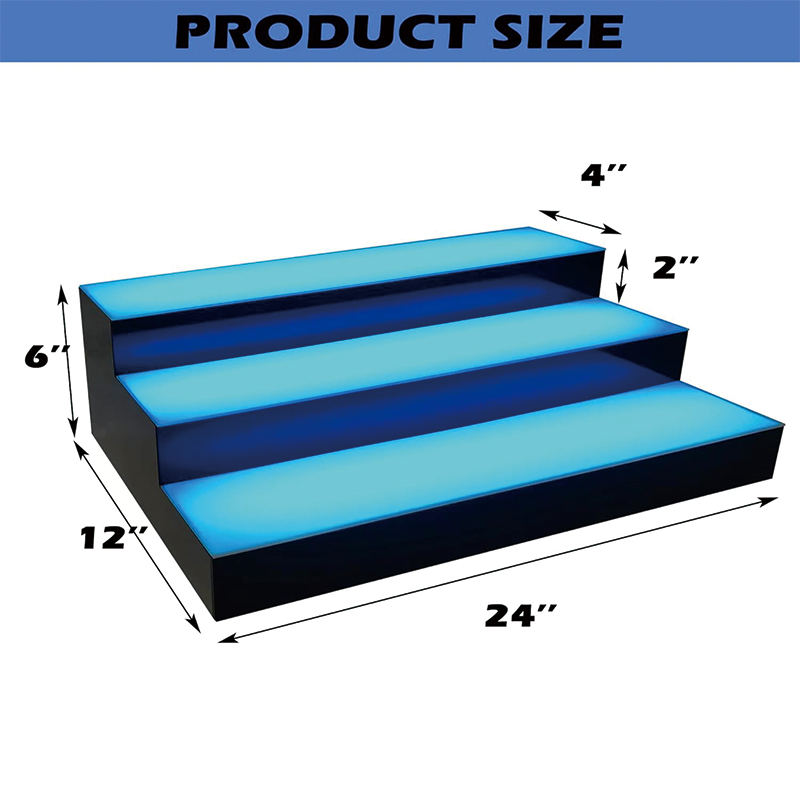 3 Tier LED Lighted Liquor Bottle Shelf, 24 Inch Illuminated Home Bar Shelf with Multicolor Lighting Modes