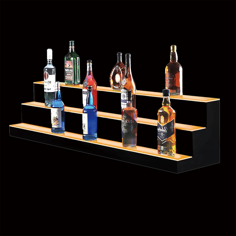 LED Lighted Liquor Bottle Display, 3 Tiers 60 Inch Illuminated Bottle Shelf with Remote Control for Home Bar Drinks Commercial Lighting Shelves