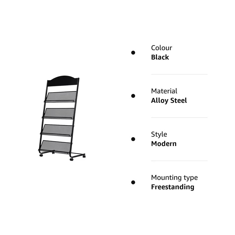 Magazine Rack Literature Display Stand With 4 Pockets Floor Standing Magazine Brochure Holder Rack Magazine Stand