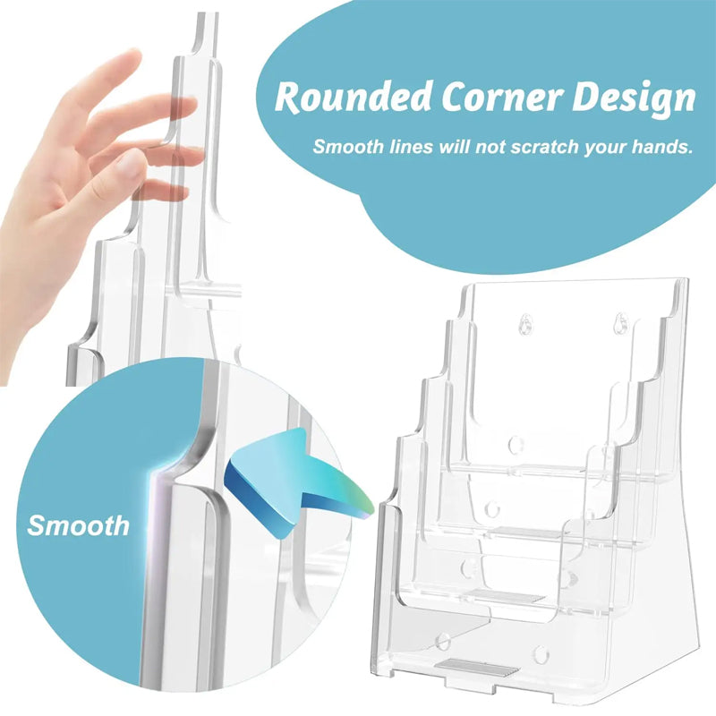 Acrylic Brochure Holder 8.5 x 11 Inch Clear Literature Organizer Magazine Stand With Removable Divider For 4 x 9 Inch Brochures