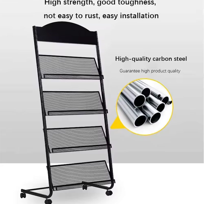 Magazine Rack Literature Display Stand With 4 Pockets Floor Standing Magazine Brochure Holder Rack Magazine Stand